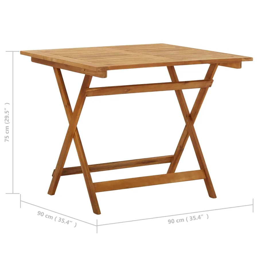 Table pliable de jardin 90x90x75 cm Bois d'acacia massif - 9
