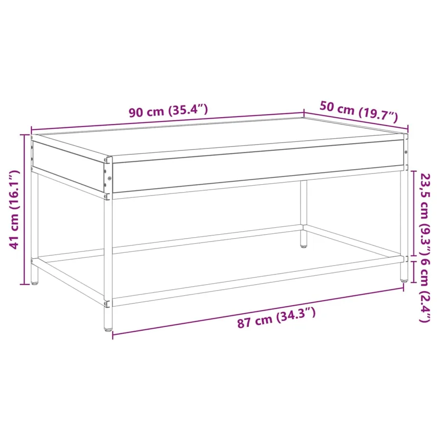 Table basse avec LED infini sonoma gris 90x50x41 cm - 13