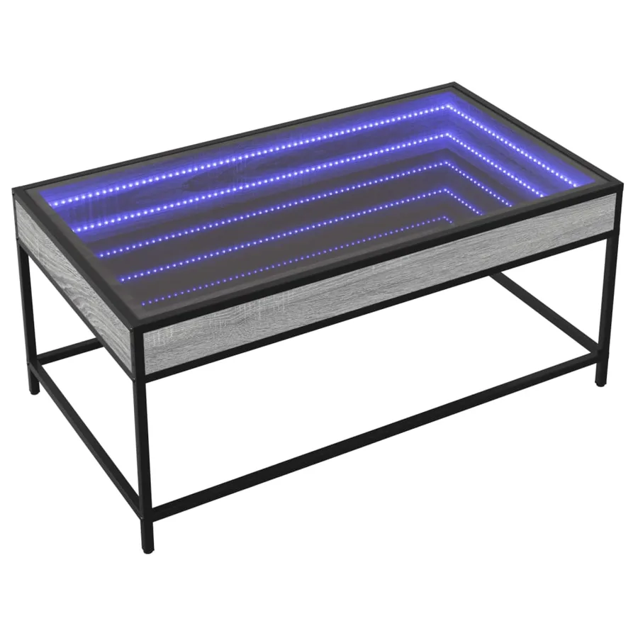 Table basse avec LED infini sonoma gris 90x50x41 cm - 3