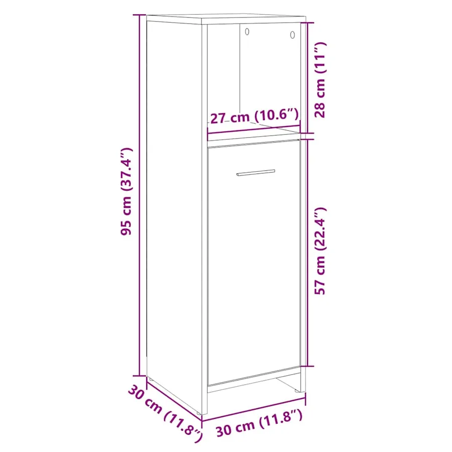 Armoire de salle de bain Chêne sonoma 30x30x95 cm Aggloméré - 10