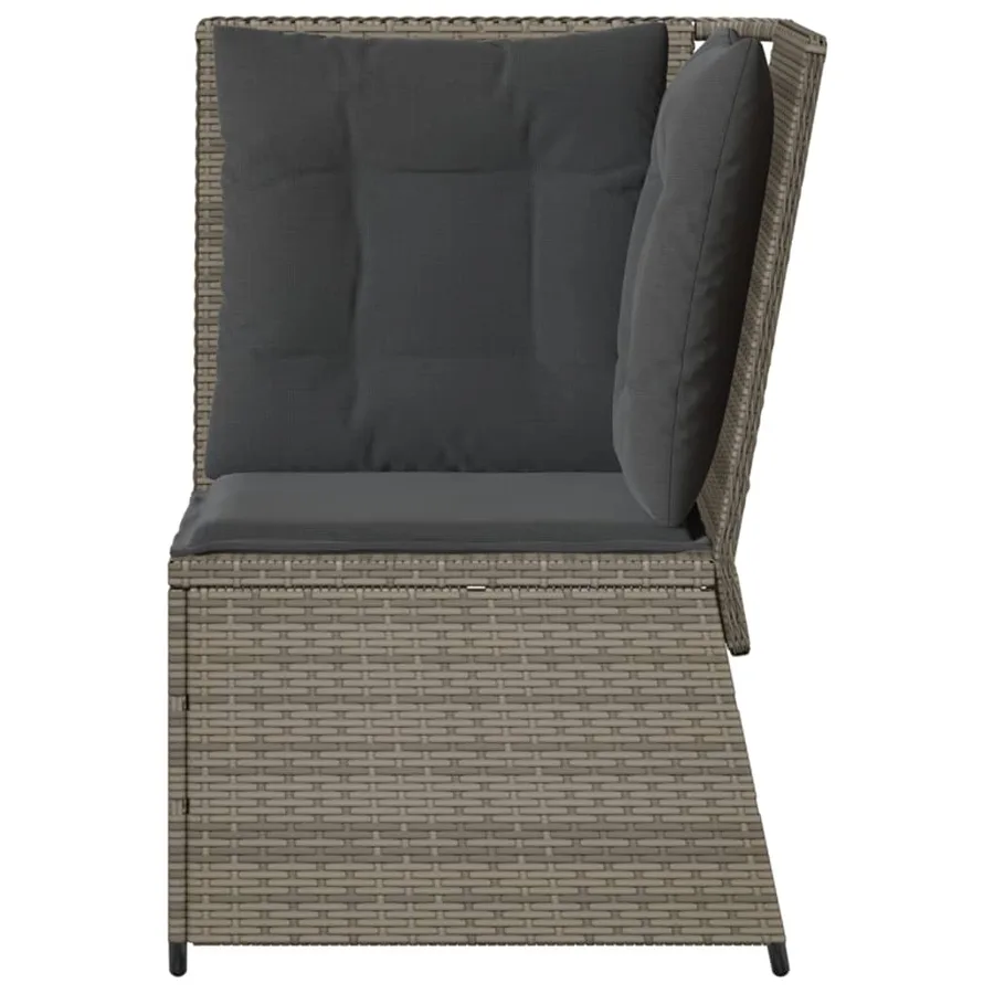 Canapé d'angle de jardin avec coussins gris résine tressée - 4