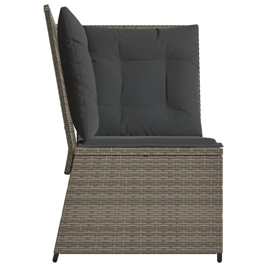 Canapé d'angle de jardin avec coussins gris résine tressée - 5