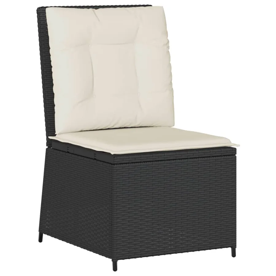 Canapé inclinable de jardin avec coussins noir résine tressée - 2