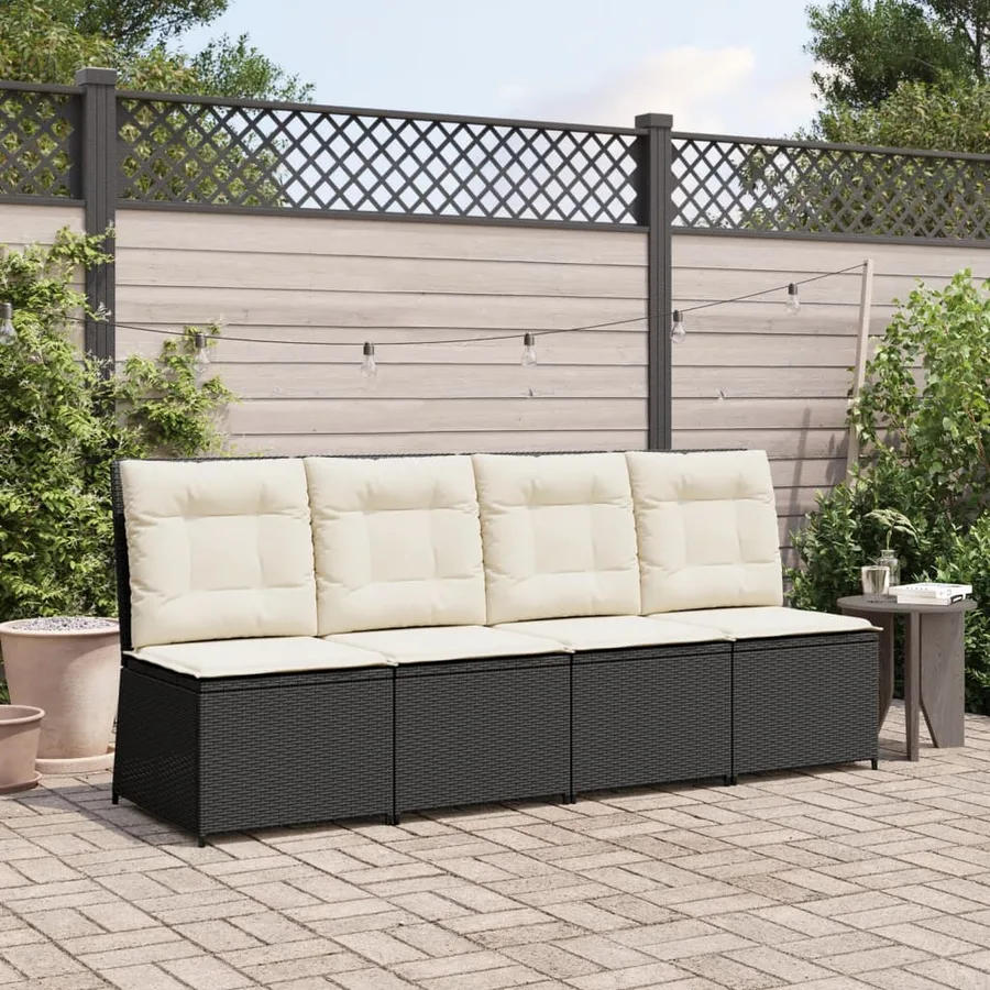 Canapé inclinable de jardin avec coussins noir résine tressée - 3
