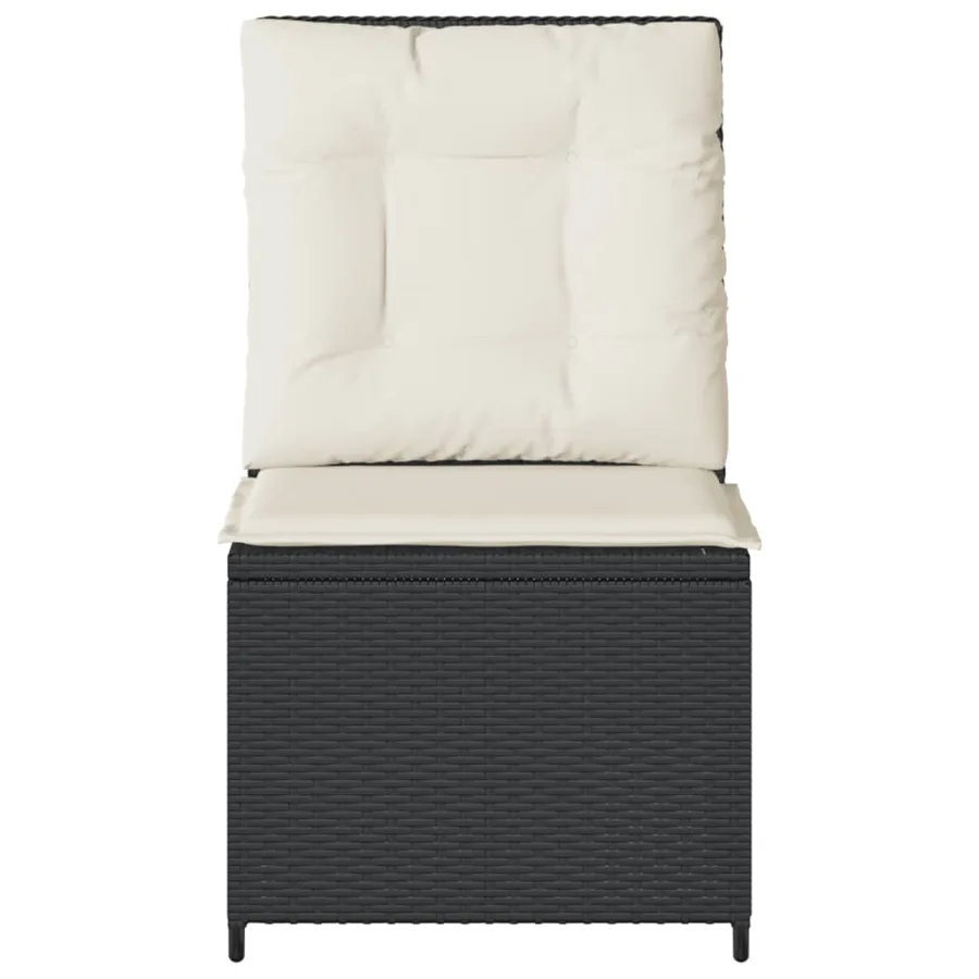 Canapé inclinable de jardin avec coussins noir résine tressée - 4