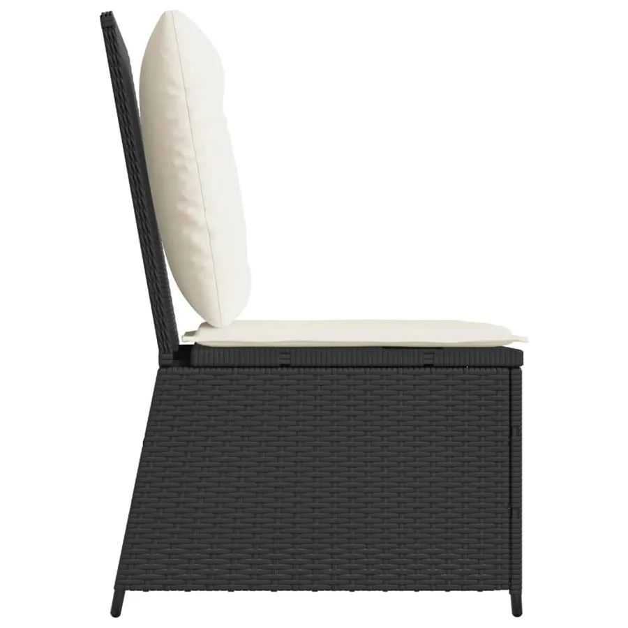 Canapé inclinable de jardin avec coussins noir résine tressée - 5