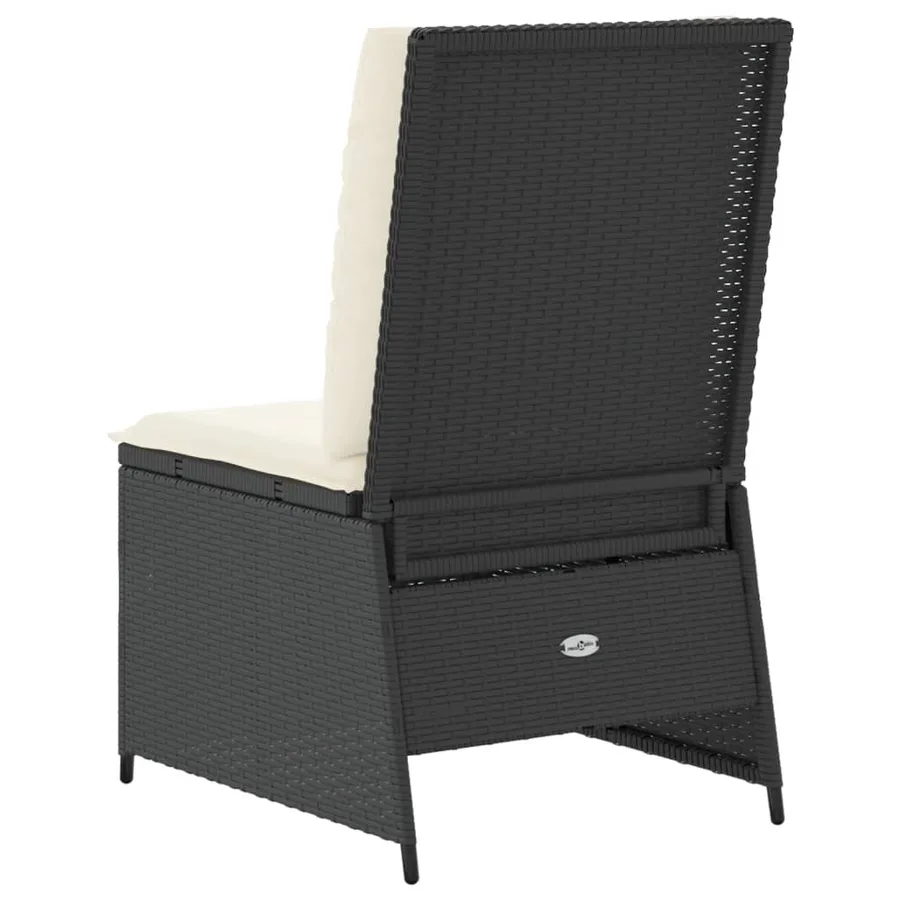 Canapé inclinable de jardin avec coussins noir résine tressée - 6