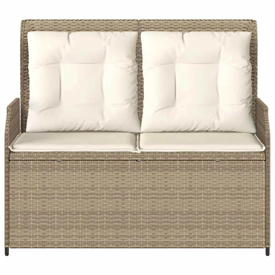 Banc inclinable de jardin avec coussins beige résine tressée - 4