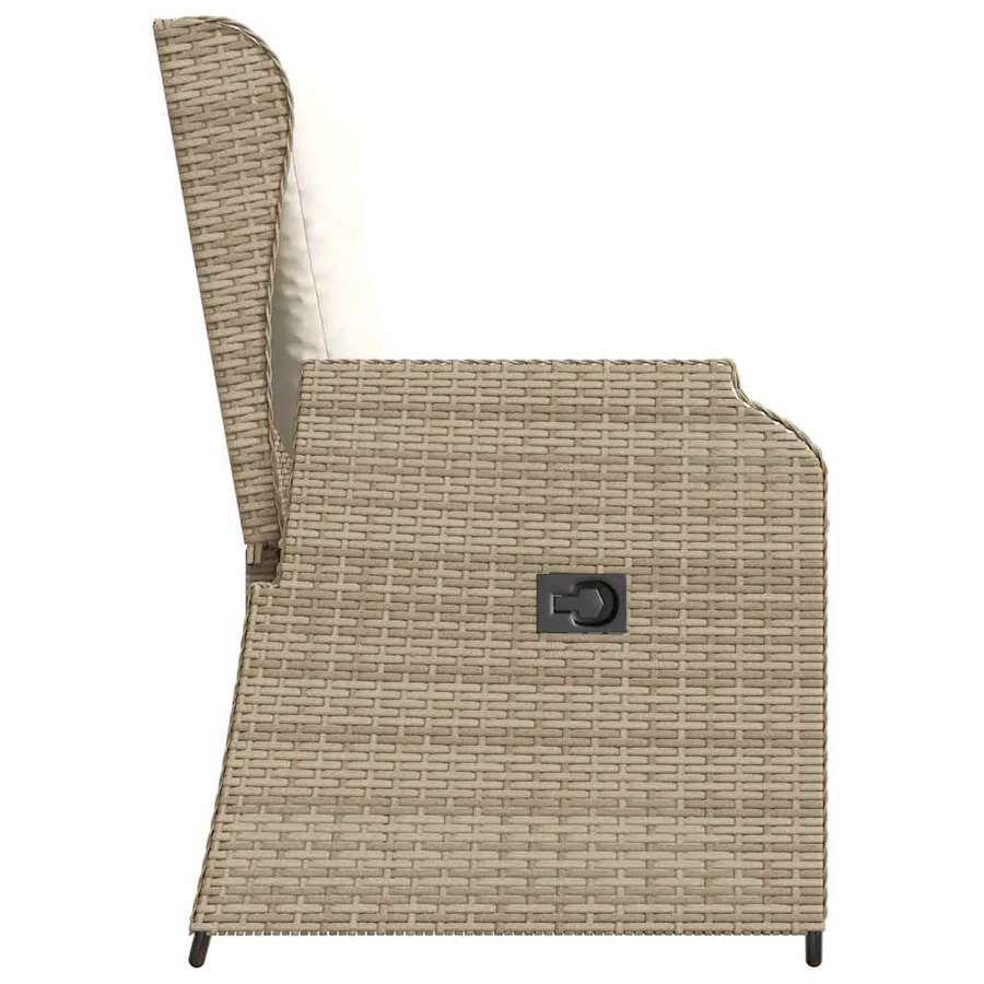 Banc inclinable de jardin avec coussins beige résine tressée - 5