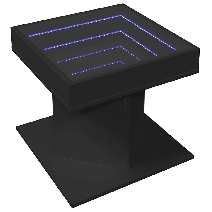 Table basse avec LED noir 50x50x45 cm bois d'ingénierie - 3