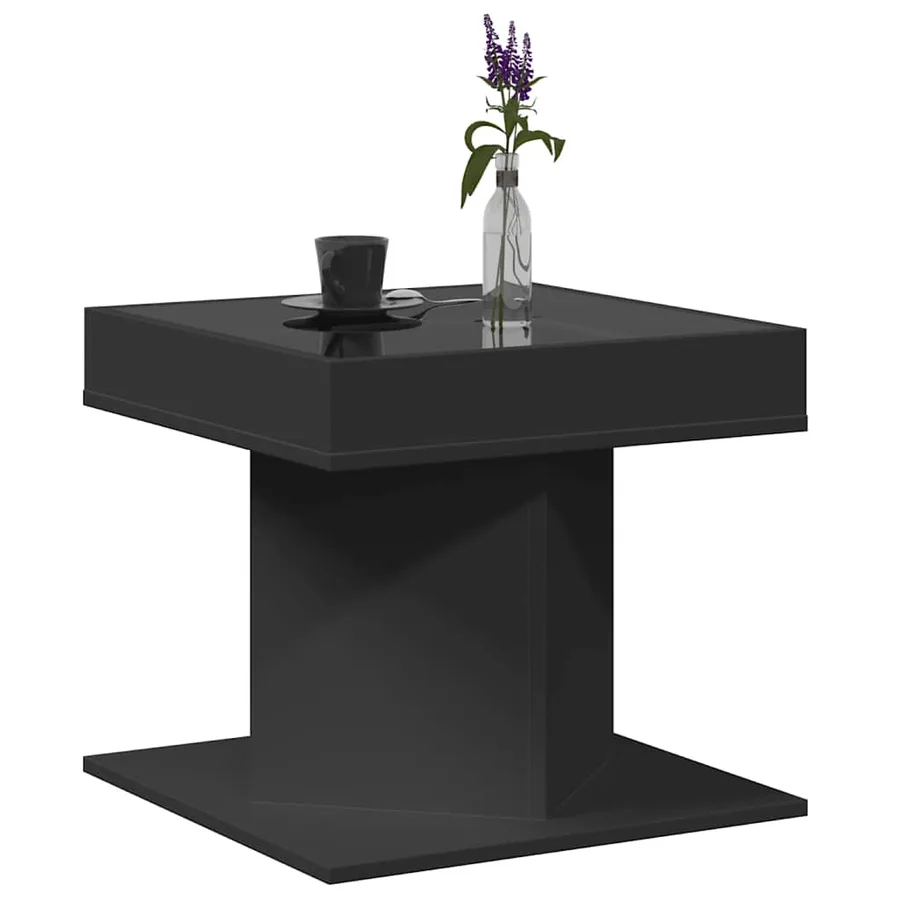 Table basse avec LED noir 50x50x45 cm bois d'ingénierie - 5