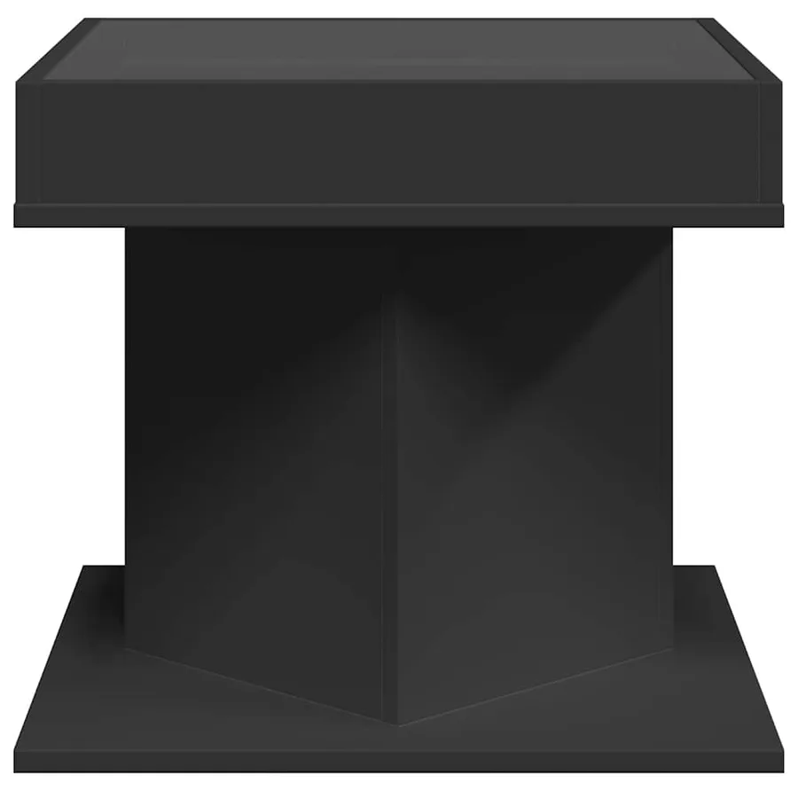 Table basse avec LED noir 50x50x45 cm bois d'ingénierie - 7