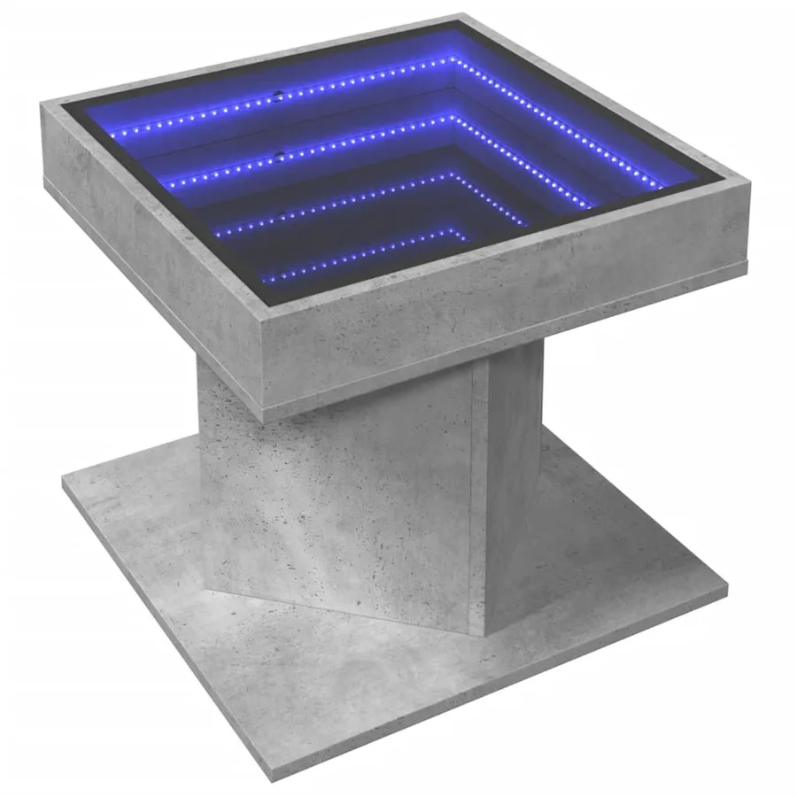 Table basse avec LED gris béton 50x50x45 cm bois d'ingénierie - 3