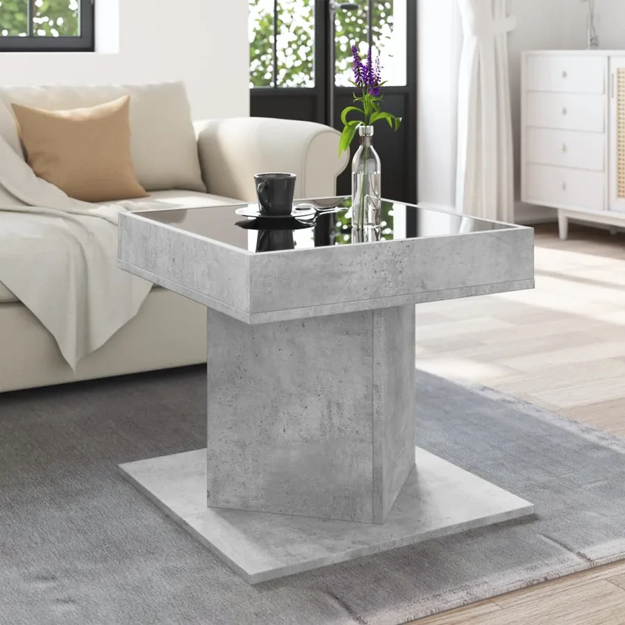 Table basse avec LED gris béton 50x50x45 cm bois d'ingénierie - 4