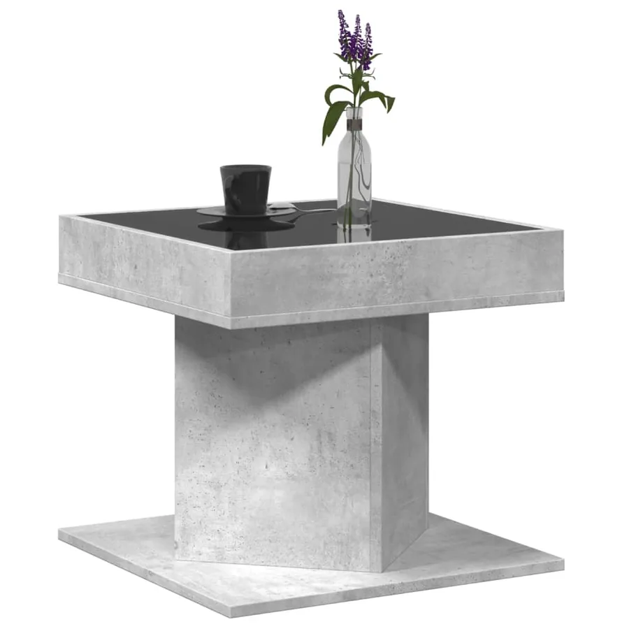 Table basse avec LED gris béton 50x50x45 cm bois d'ingénierie - 5