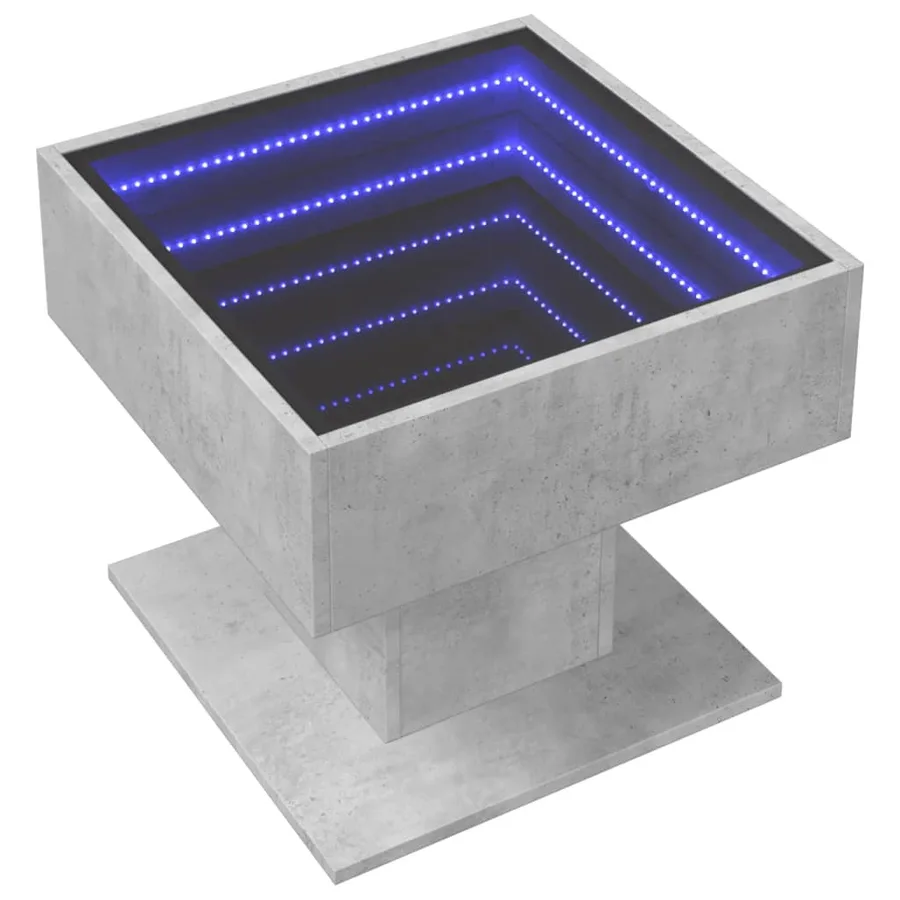 Table basse avec LED gris béton 50x50x45 cm bois d'ingénierie - 3