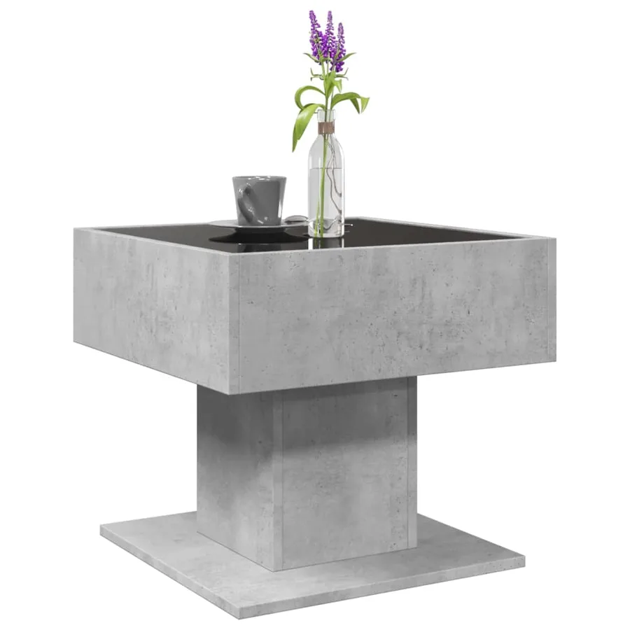 Table basse avec LED gris béton 50x50x45 cm bois d'ingénierie - 5