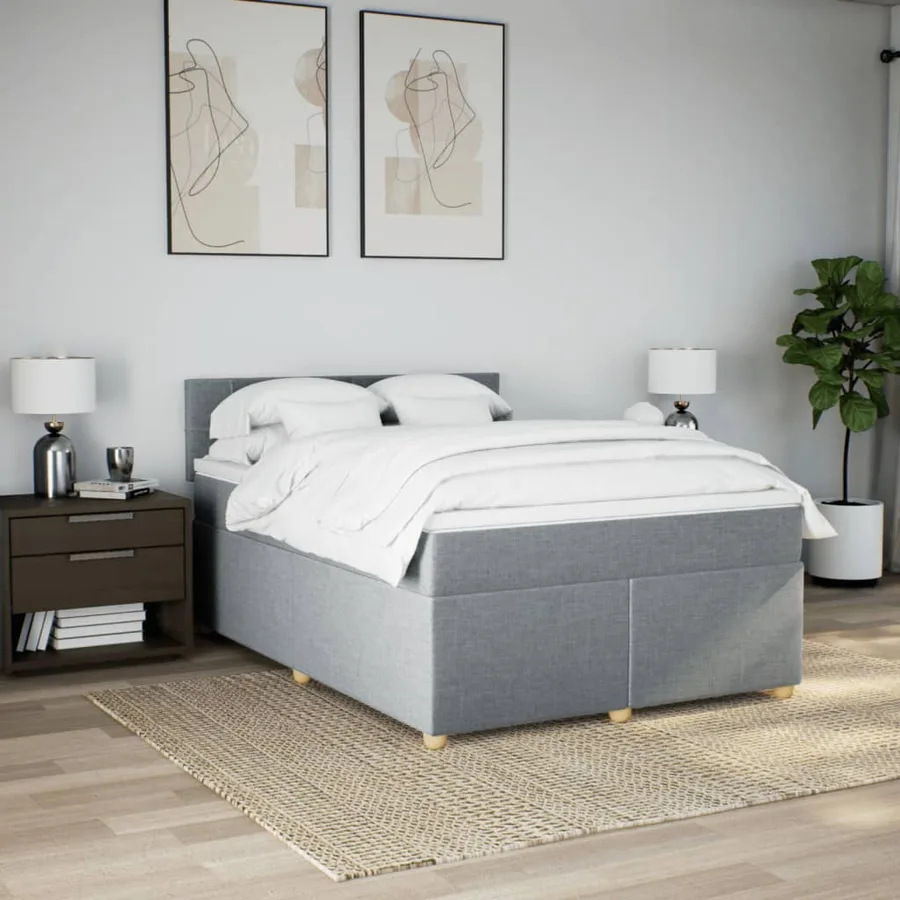 Sommier à lattes de lit avec matelas Gris clair 140x200cm Tissu - 3
