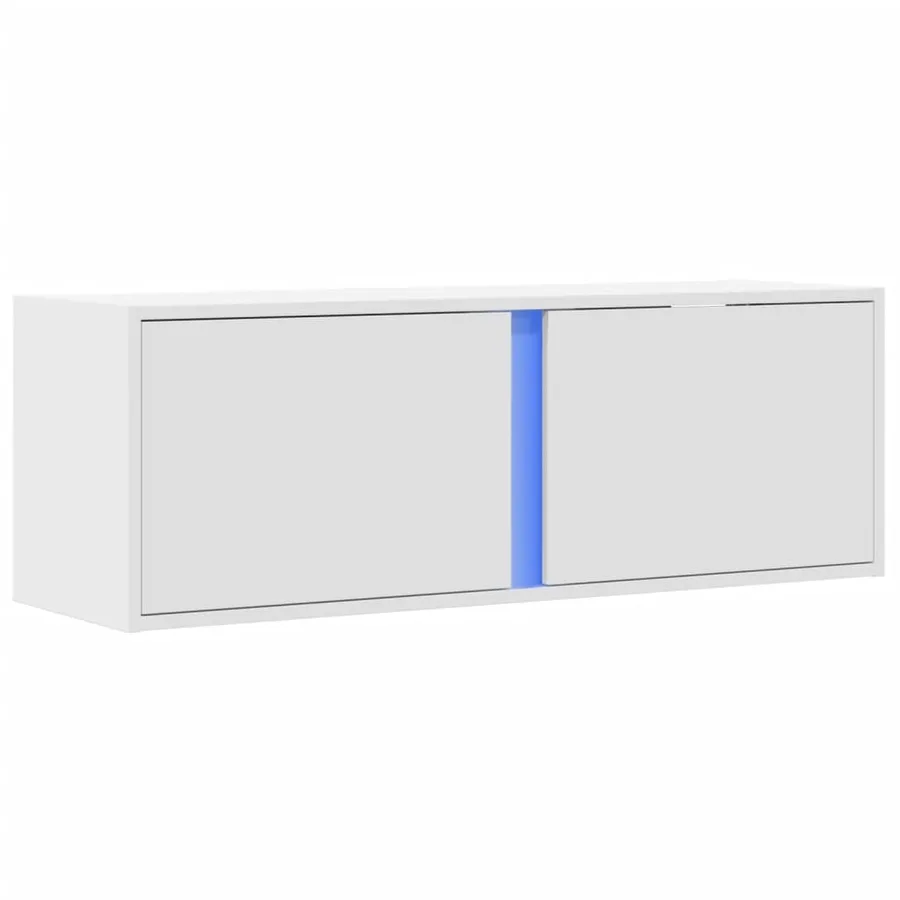 Meuble TV mural avec lumières LED blanc 100x31x35 cm - 3