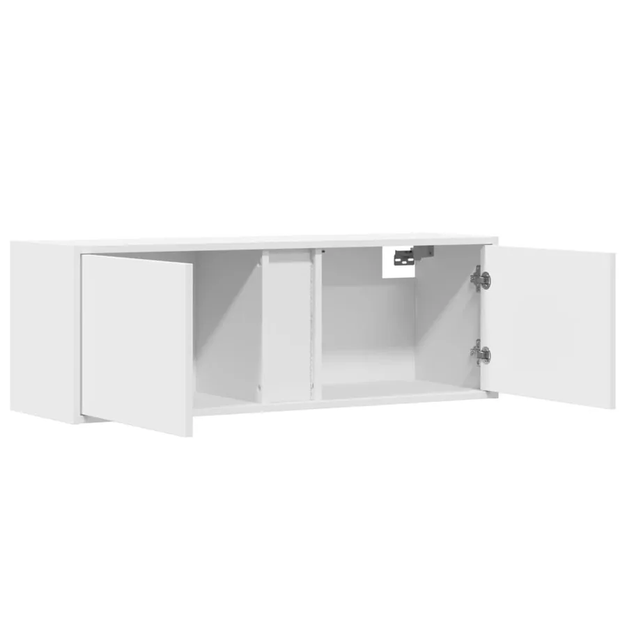 Meuble TV mural avec lumières LED blanc 100x31x35 cm - 9