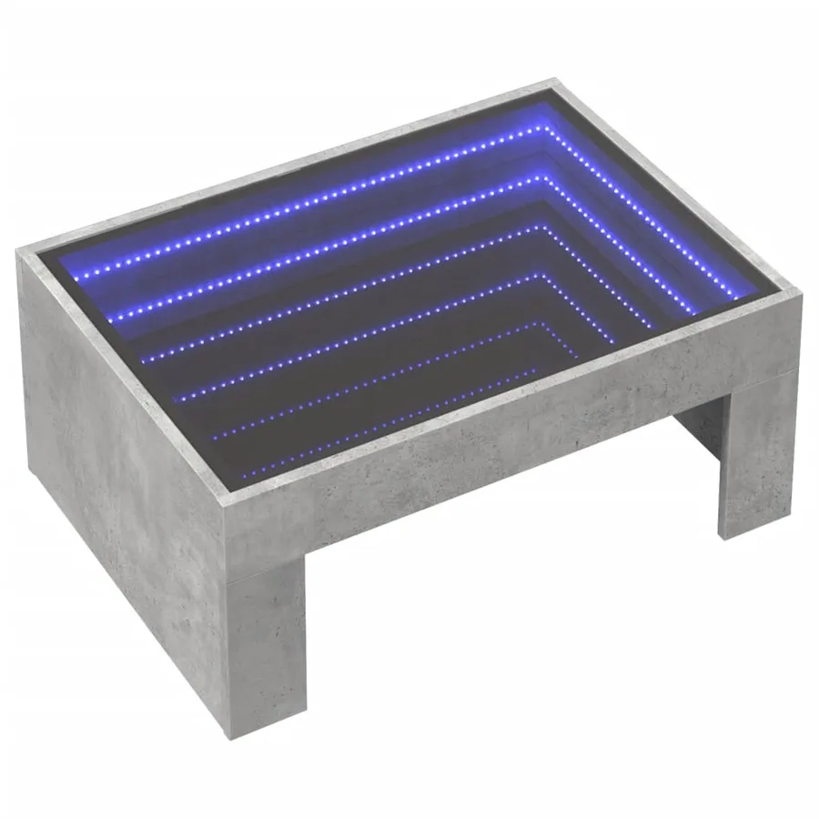 Table basse avec LED infini gris béton 70x50x30 cm - 3