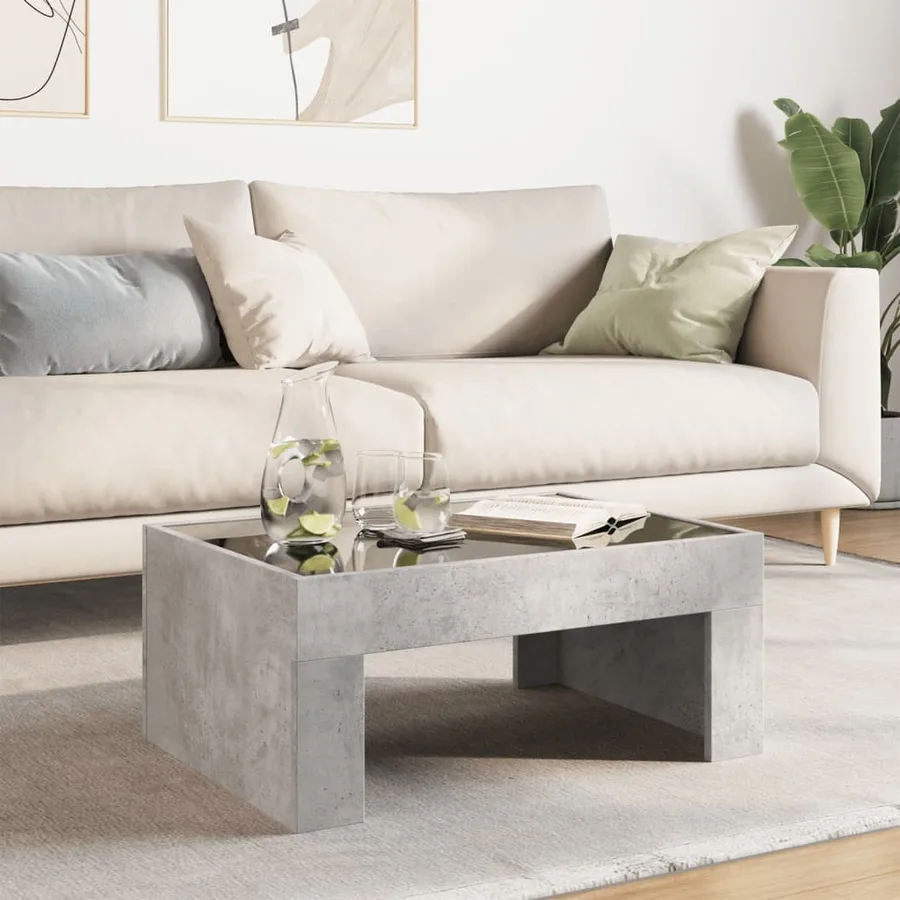Table basse avec LED infini gris béton 70x50x30 cm - 4
