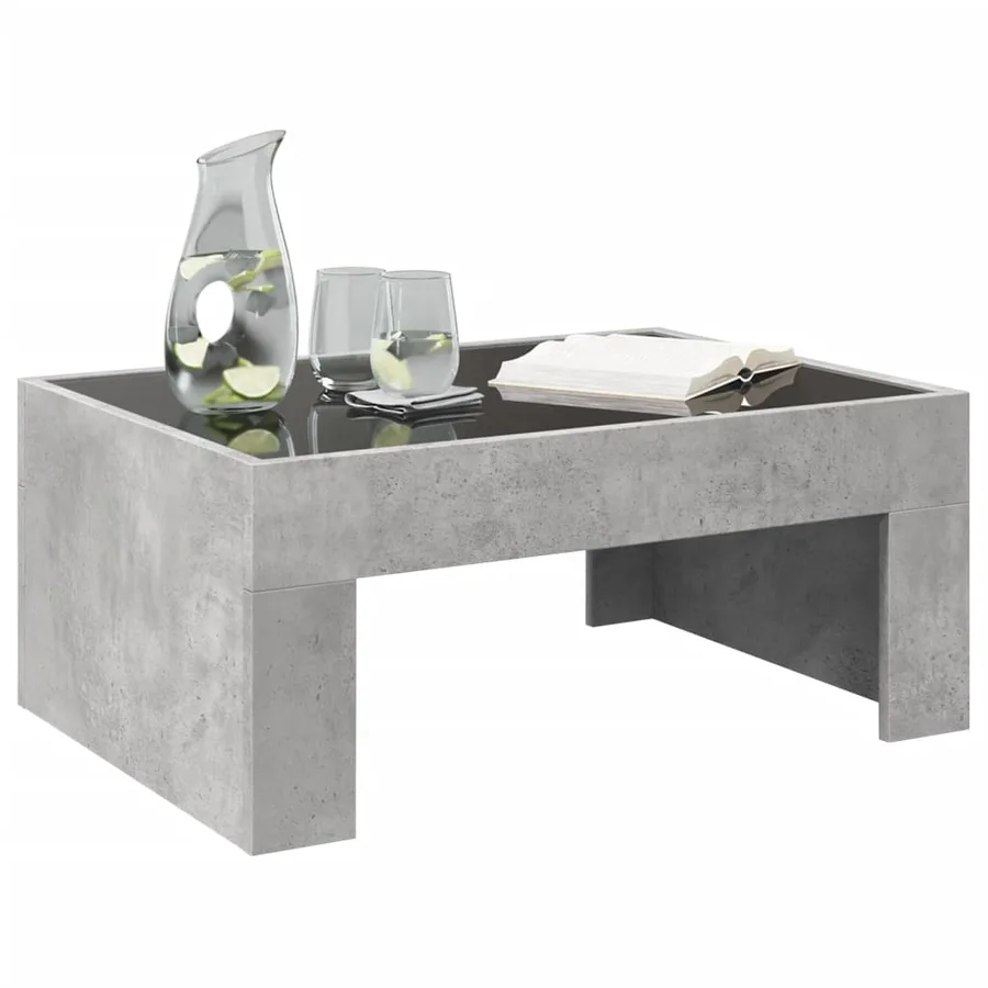 Table basse avec LED infini gris béton 70x50x30 cm - 5