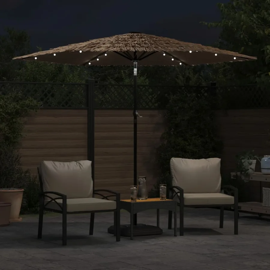 Parasol de jardin avec LED et mât en acier marron 268x268x226cm - 3