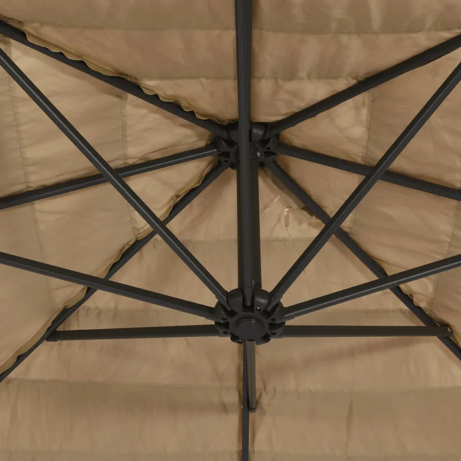 Parasol de jardin avec LED et mât en acier marron 324x324x247cm - 10