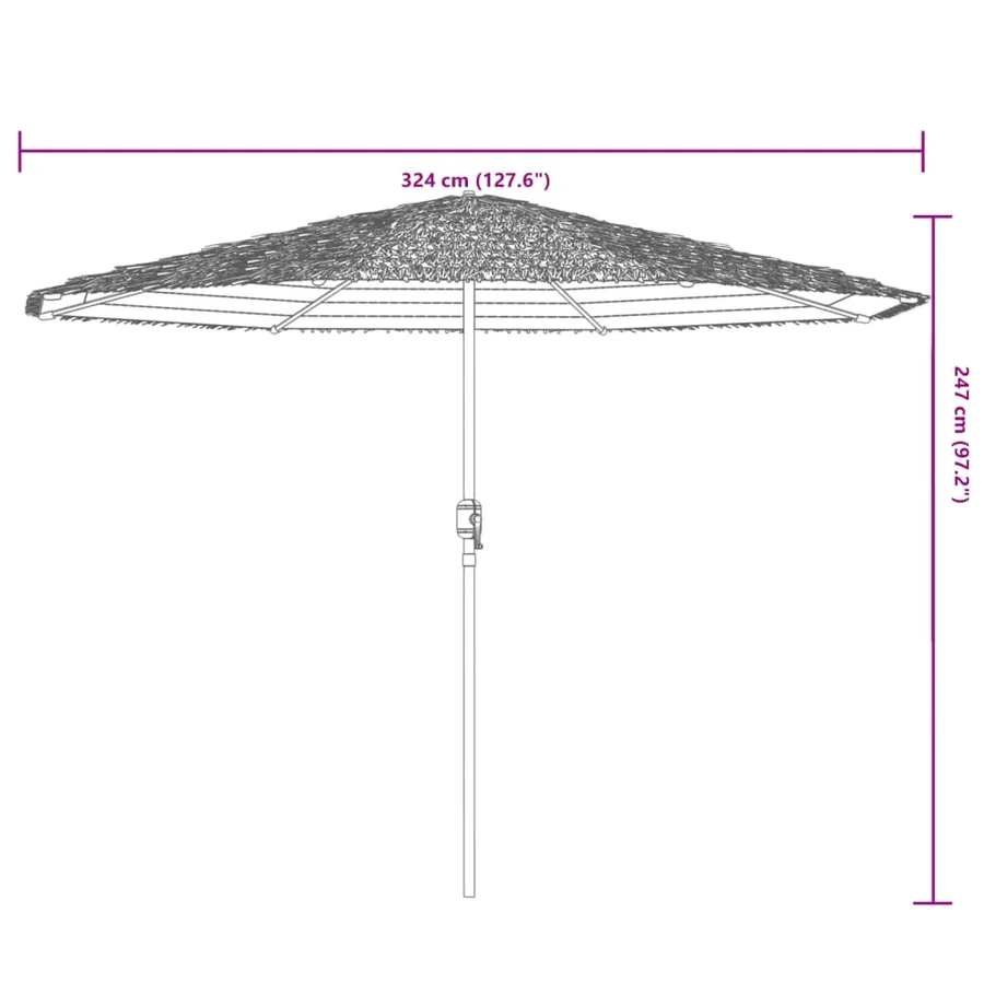 Parasol de jardin avec LED et mât en acier marron 324x324x247cm - 13
