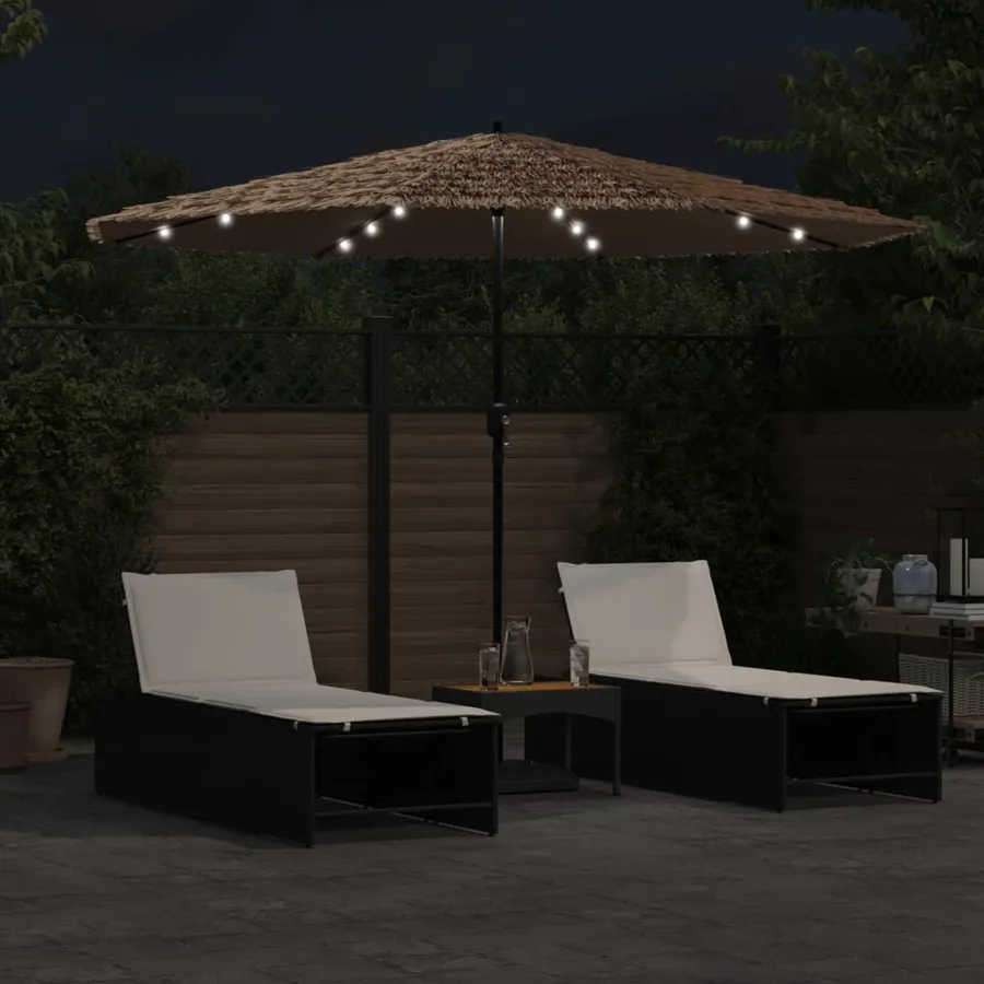 Parasol de jardin avec LED et mât en acier marron 324x324x247cm - 3