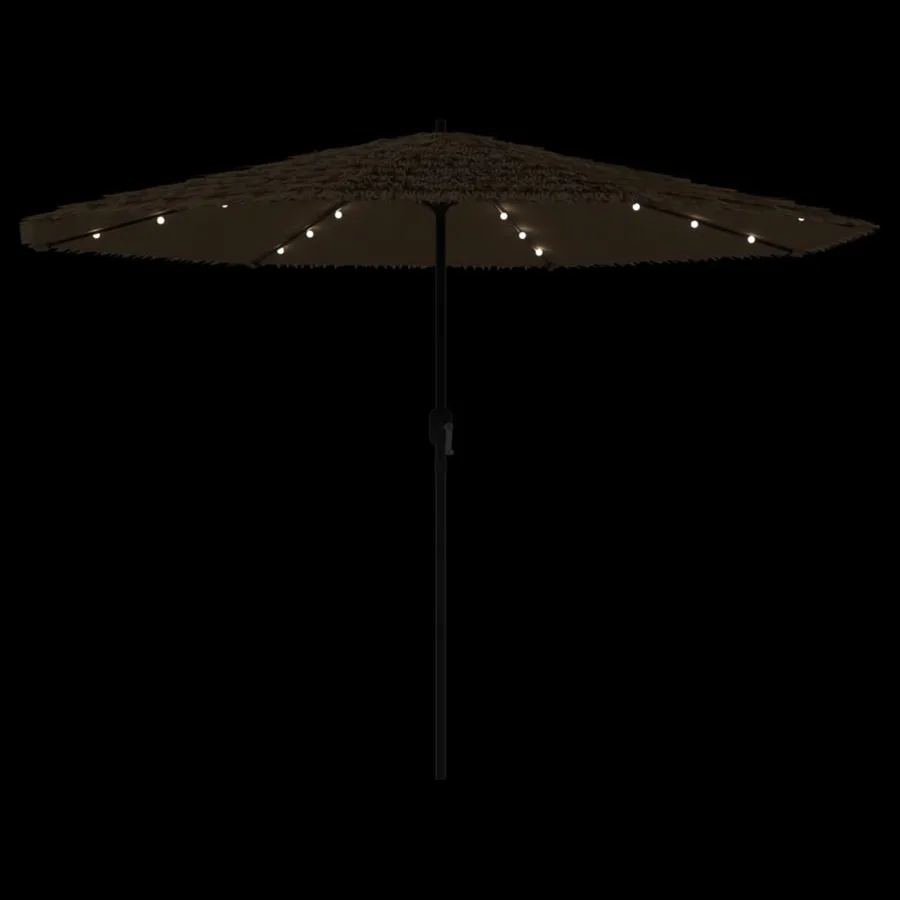 Parasol de jardin avec LED et mât en acier marron 324x324x247cm - 8