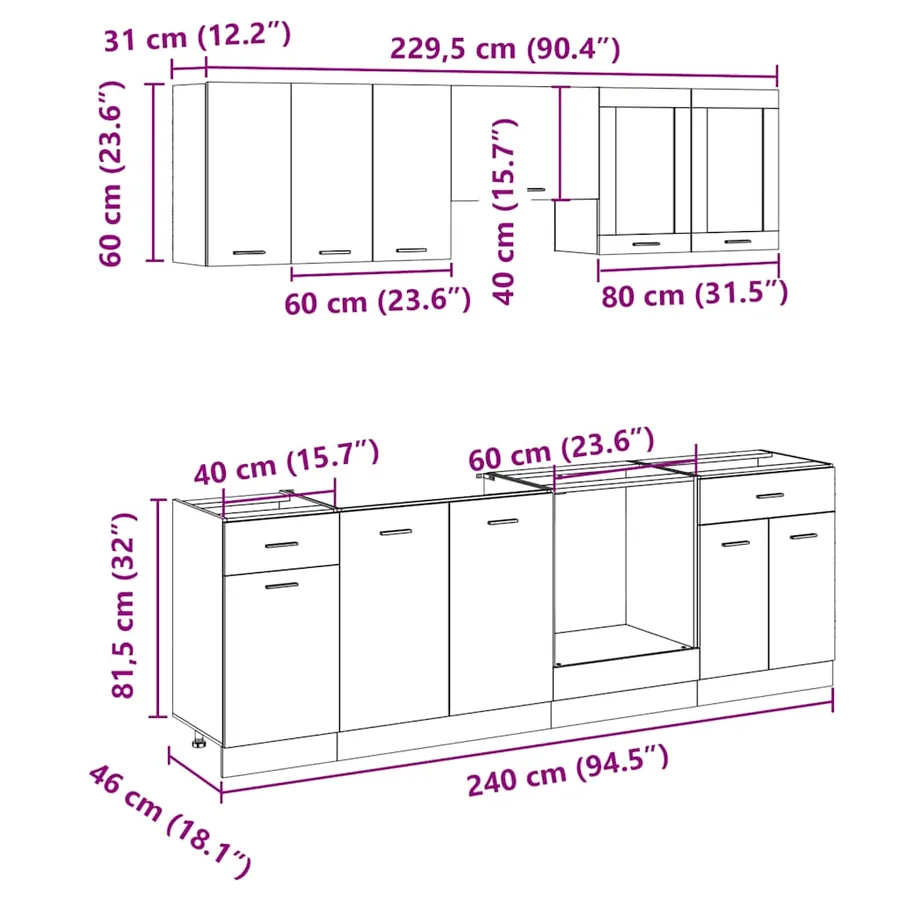 Ensemble de 8 meubles de cuisine "Lyon" en chêne Sonoma - 12