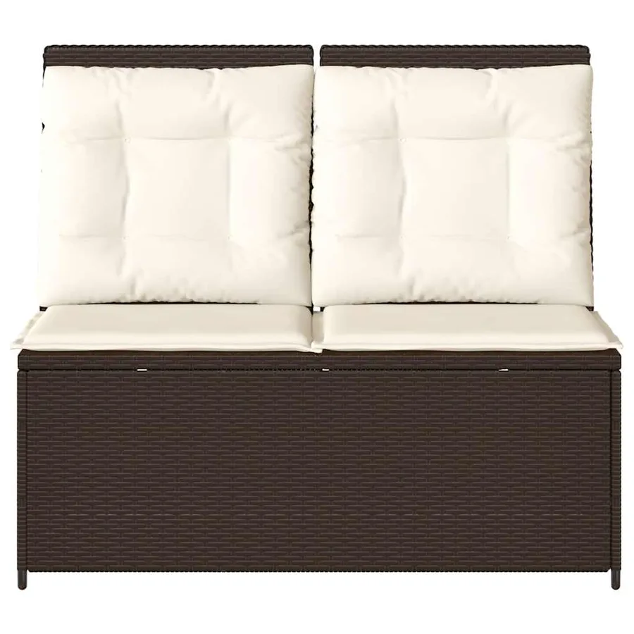 Banc inclinable de jardin avec coussins marron résine tressée - 4