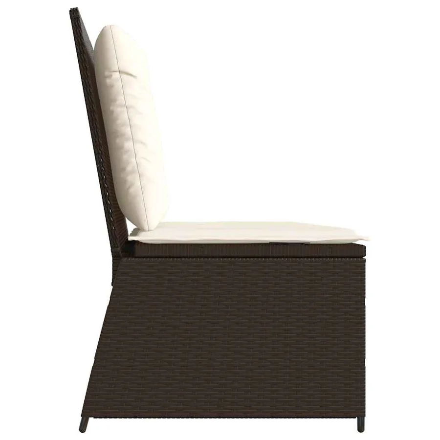 Banc inclinable de jardin avec coussins marron résine tressée - 5