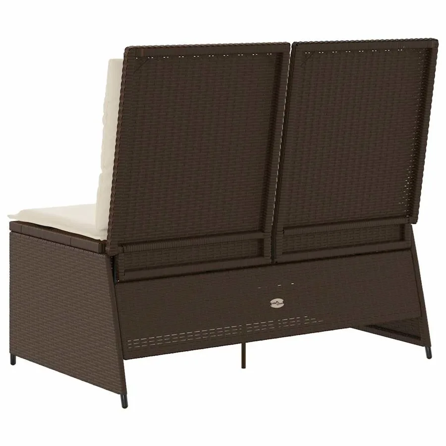 Banc inclinable de jardin avec coussins marron résine tressée - 6