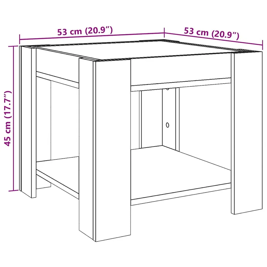 Table basse avec LED noir 53x53x45 cm bois d'ingénierie - 13