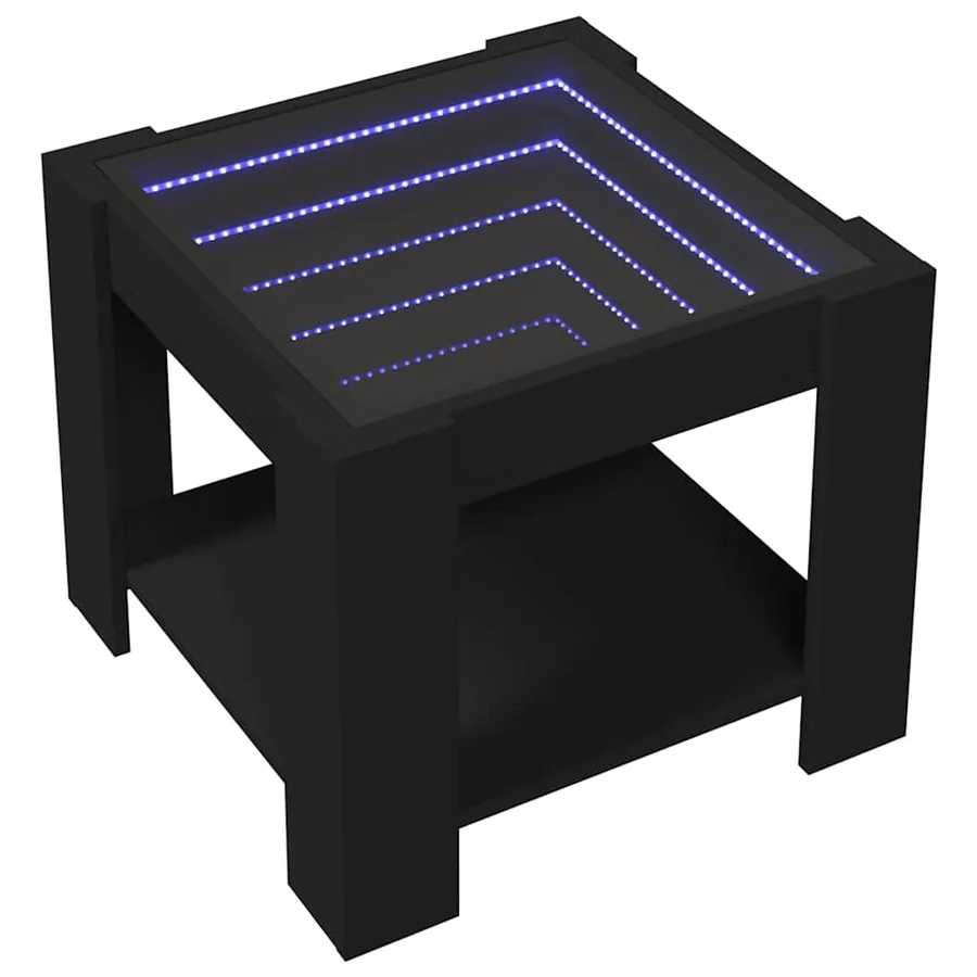 Table basse avec LED noir 53x53x45 cm bois d'ingénierie - 3