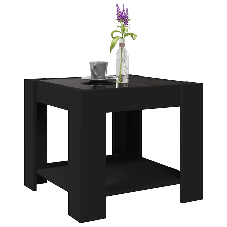 Table basse avec LED noir 53x53x45 cm bois d'ingénierie - 5