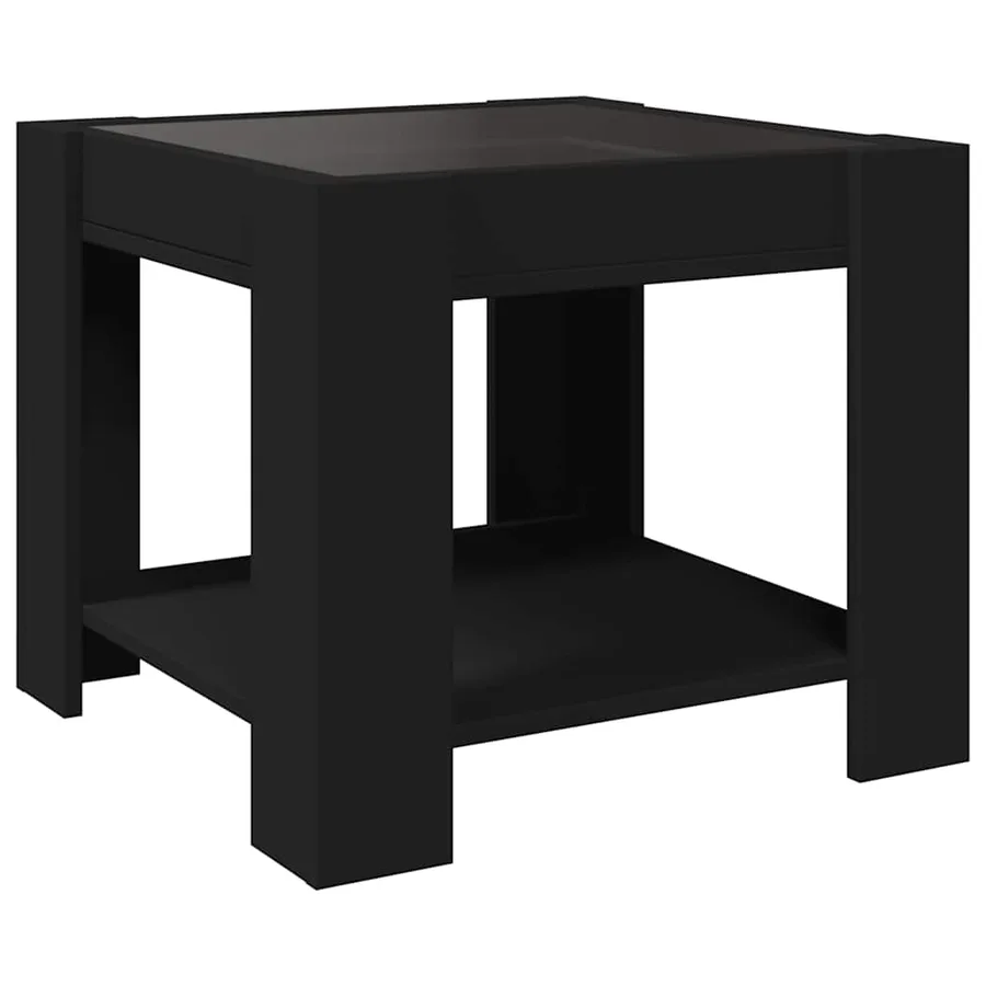 Table basse avec LED noir 53x53x45 cm bois d'ingénierie - 8