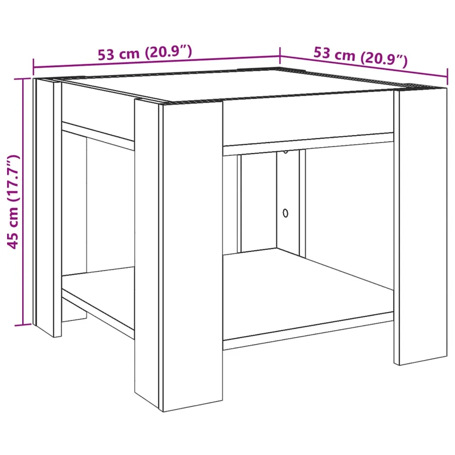 Table basse avec LED gris béton 53x53x45 cm bois d'ingénierie - 13