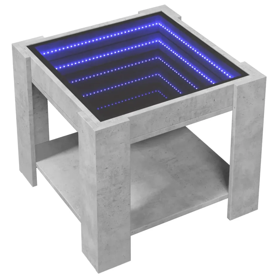 Table basse avec LED gris béton 53x53x45 cm bois d'ingénierie - 3