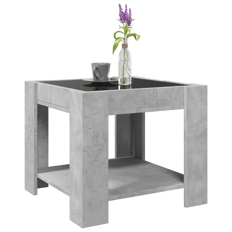Table basse avec LED gris béton 53x53x45 cm bois d'ingénierie - 5