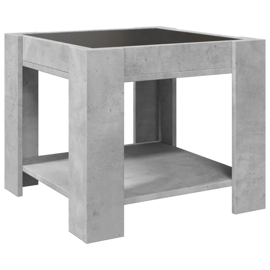 Table basse avec LED gris béton 53x53x45 cm bois d'ingénierie - 8