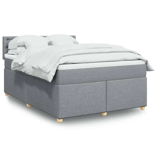 Sommier à lattes de lit avec matelas Gris clair 140x200cm Tissu