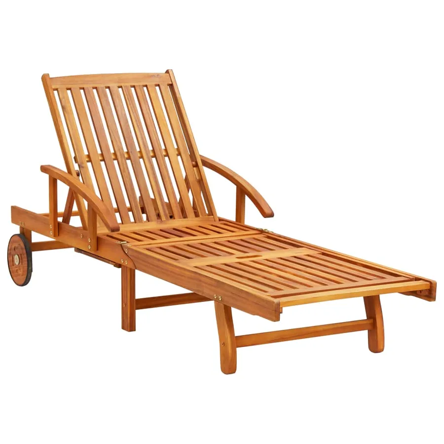 Chaises longues lot de 2 avec table et coussins Acacia solide - 2