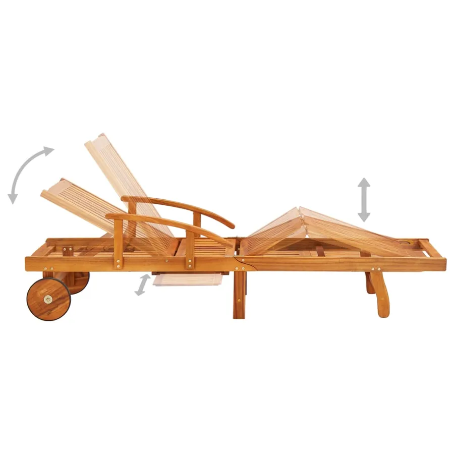 Chaises longues lot de 2 avec table et coussins Acacia solide - 4