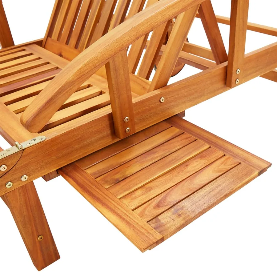 Chaises longues lot de 2 avec table et coussins Acacia solide - 5