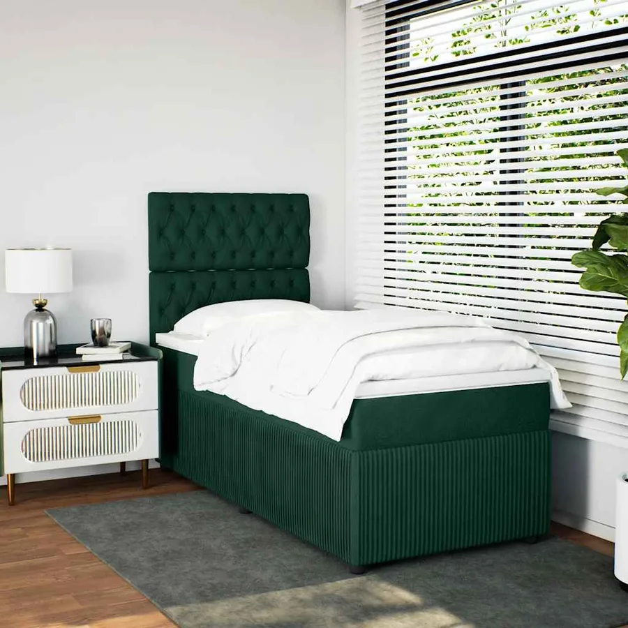 Sommier à lattes de lit avec matelas Vert foncé 90x200 cm - 5