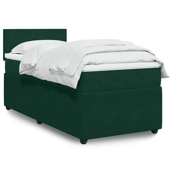 Sommier à lattes de lit avec matelas Vert foncé 90x200 cm